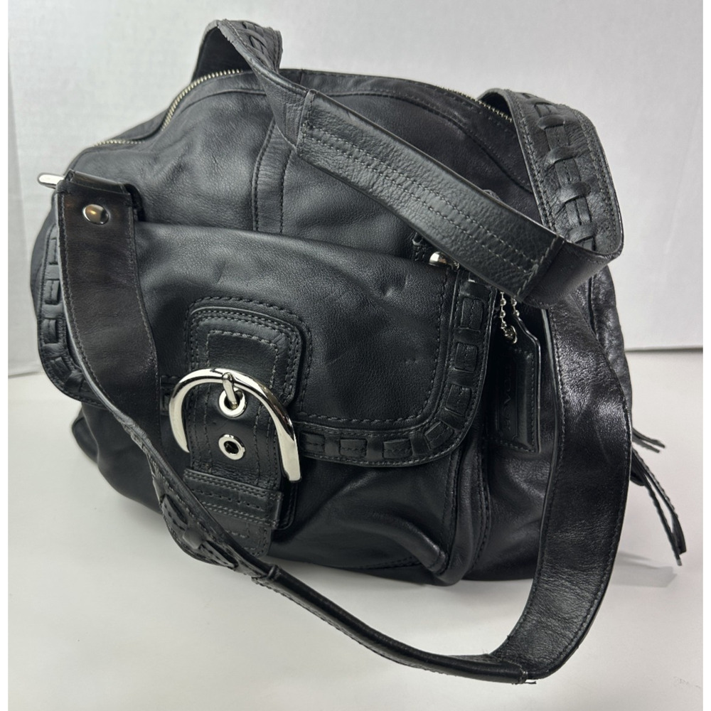 Coach Soho Courtney Buckle Domed Leather Shoulder Bag Flap Fold Over Satchel - Picture 7 of 16